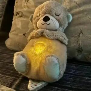Breathing Teddy Otter Glowing Music for Baby Sensory Sleep Lights Rhythmic Simulation Plush for Babies Kids Soothing Sound and Décor Item Specialy for Valentine Gift